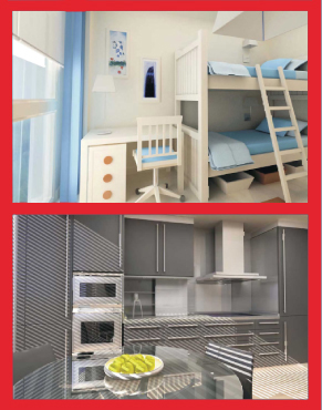 interiorismo cocina y habitación infantil